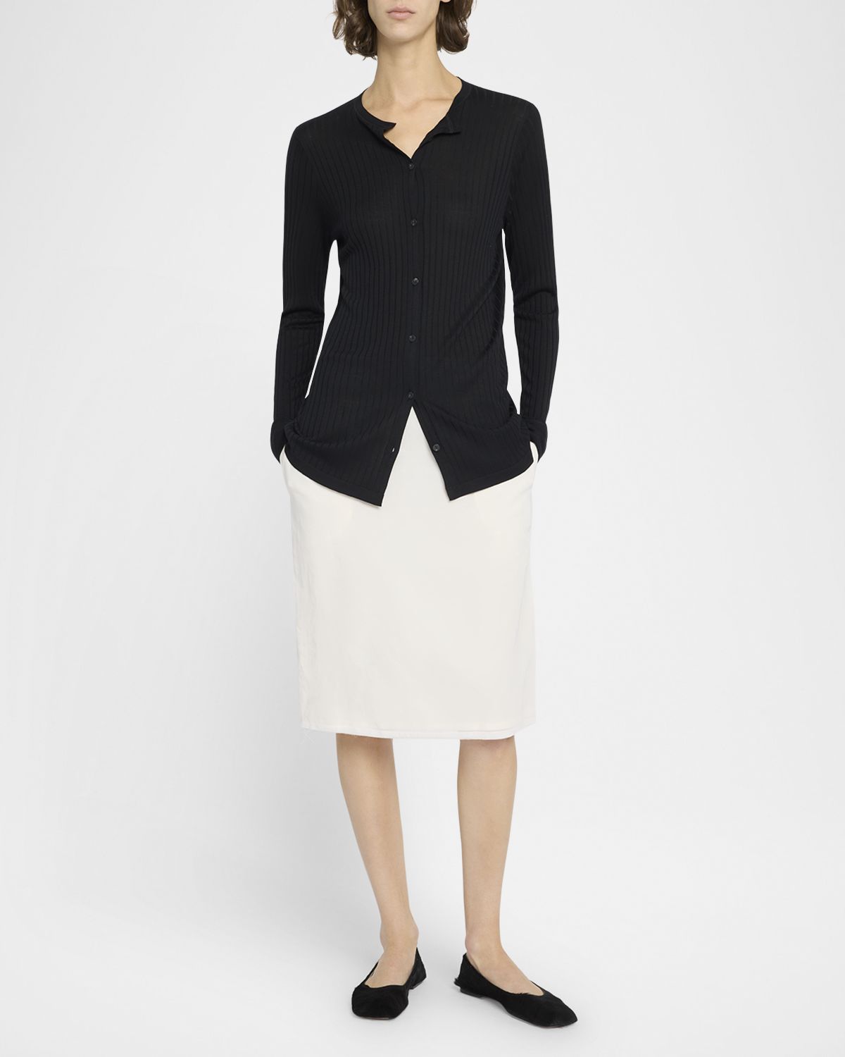 THE ROW Kanya Wide Rib Crewneck Cardigan