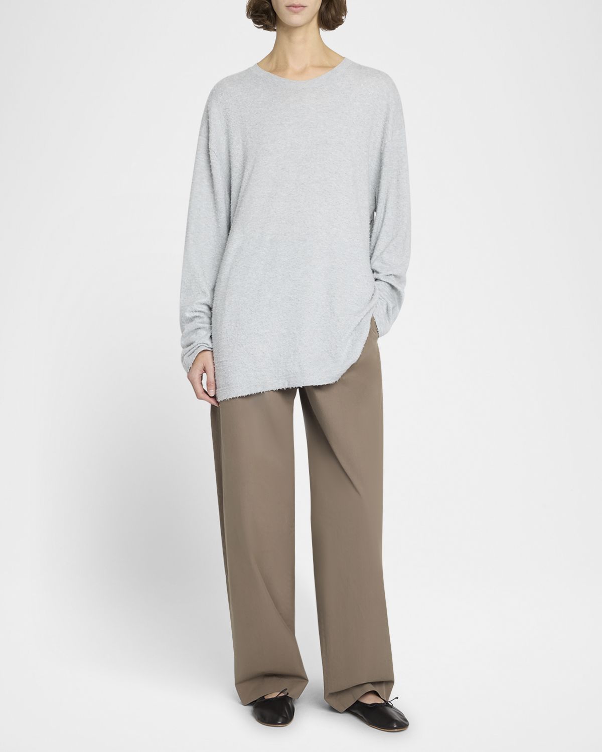 THE ROW Alfidis Double Pleated Straight-Leg Cotton Pants