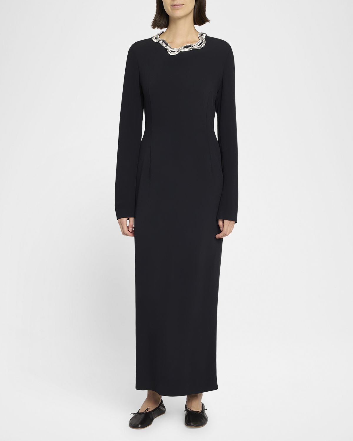 THE ROW Mitsuko Crystal Long-Sleeve Maxi Dress