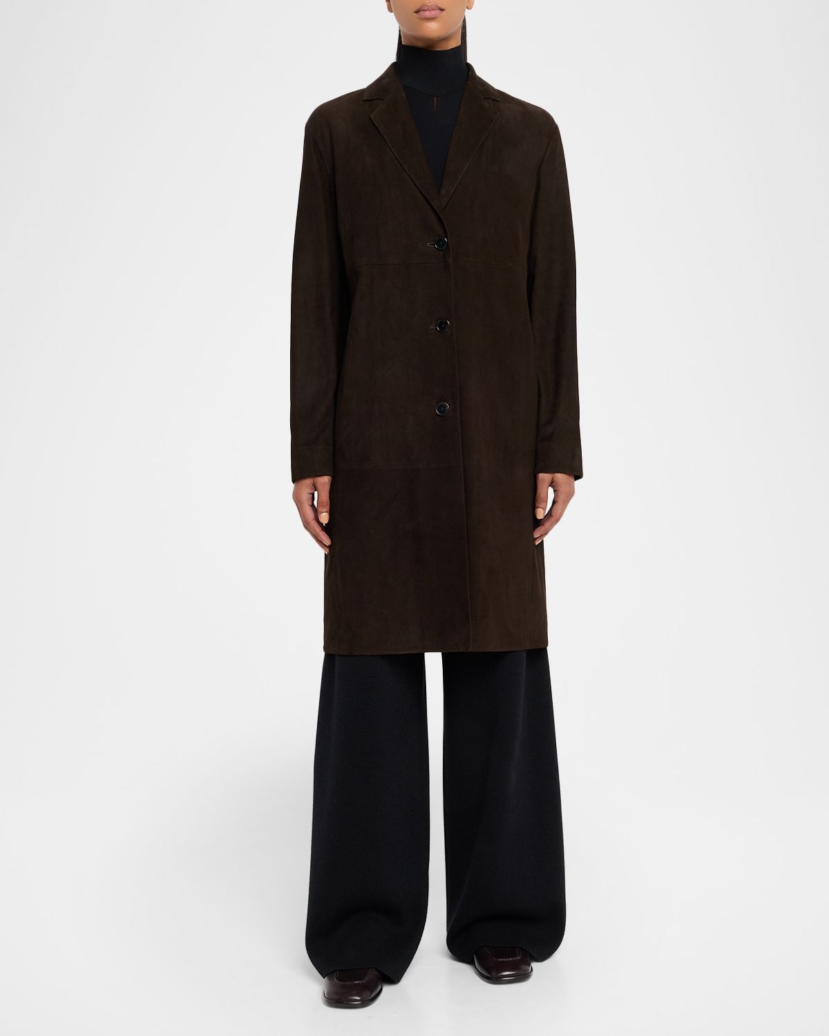 THE ROW Babilonia Suede Belted Single-Breasted Coat