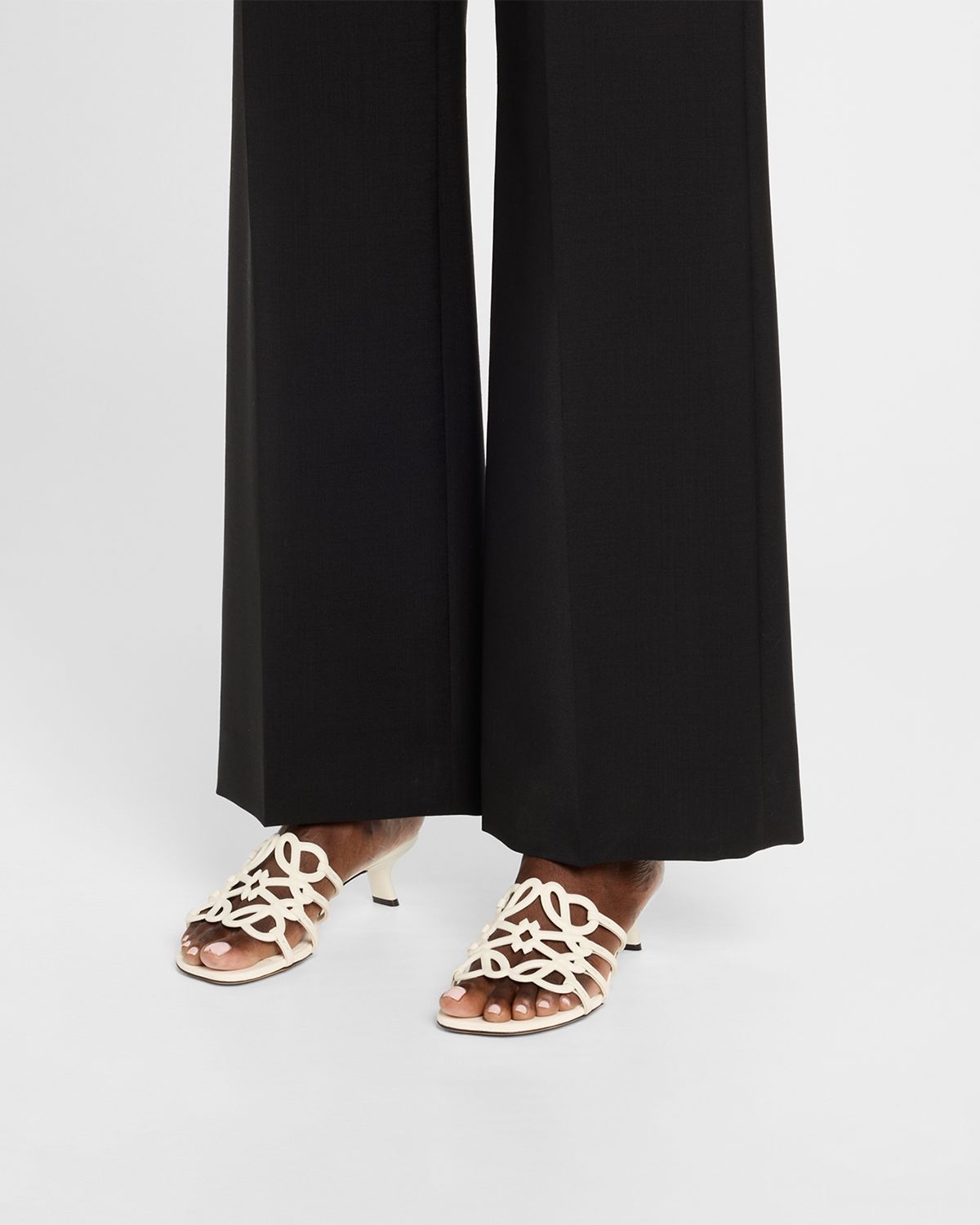 Loewe Petal Anagram Leather Caged Mule Sandals