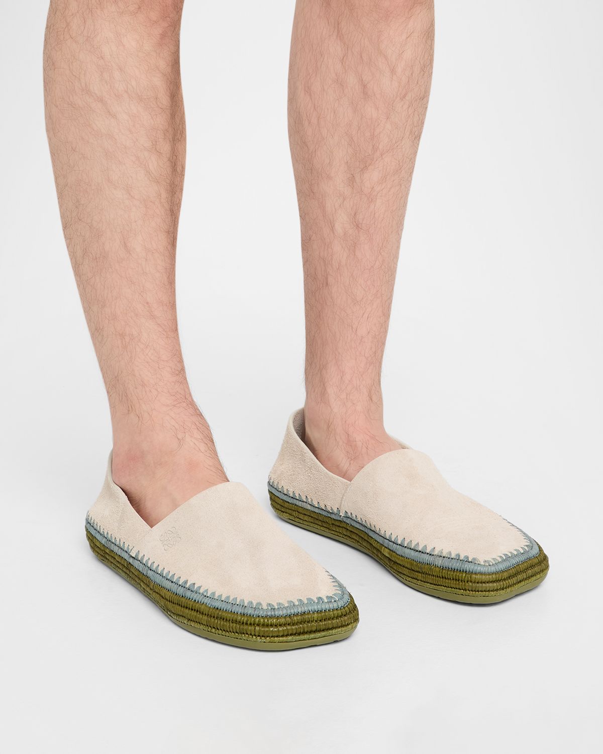 Loewe Men's Rio Suede and Raffia Espadrilles