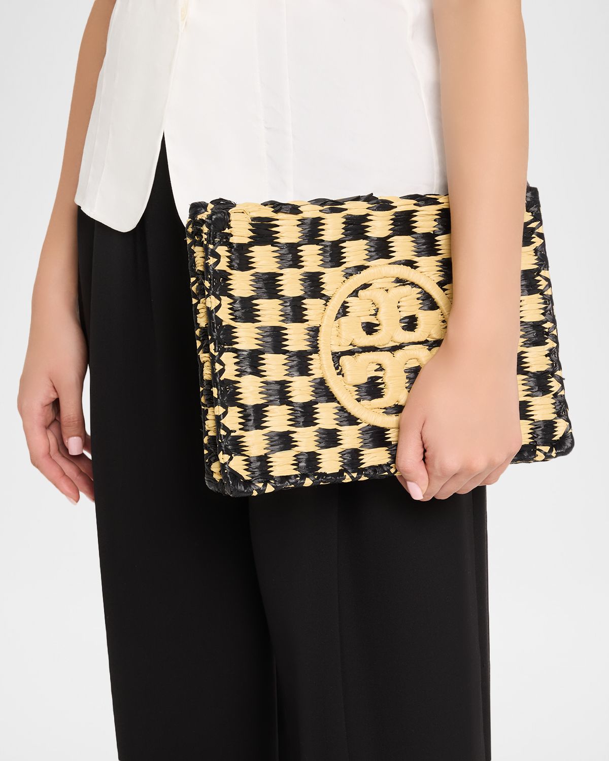 Tory Burch Ella Crochet Checkered Clutch Bag