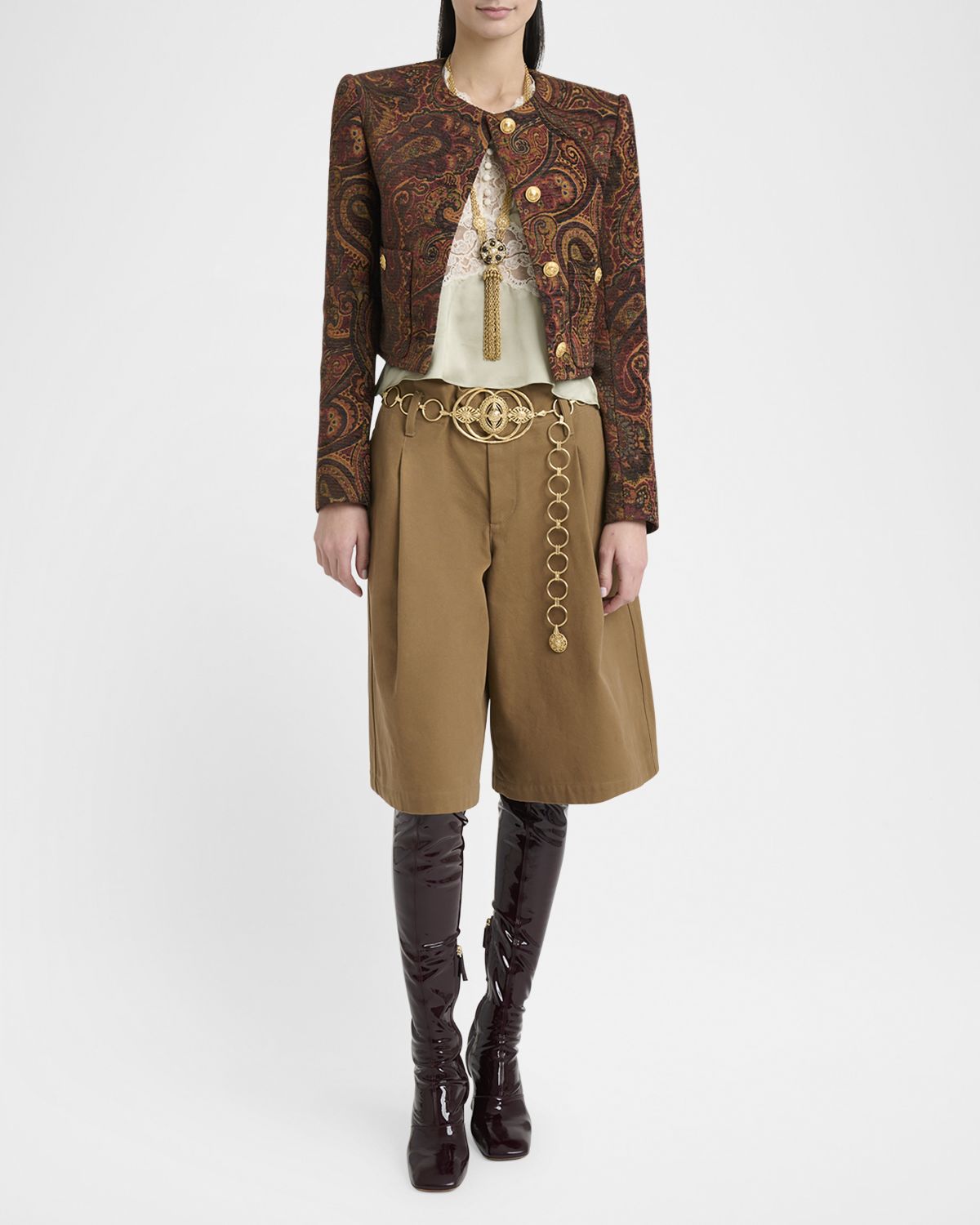 Chloe Paisley Velvet Single-Breasted Jacket