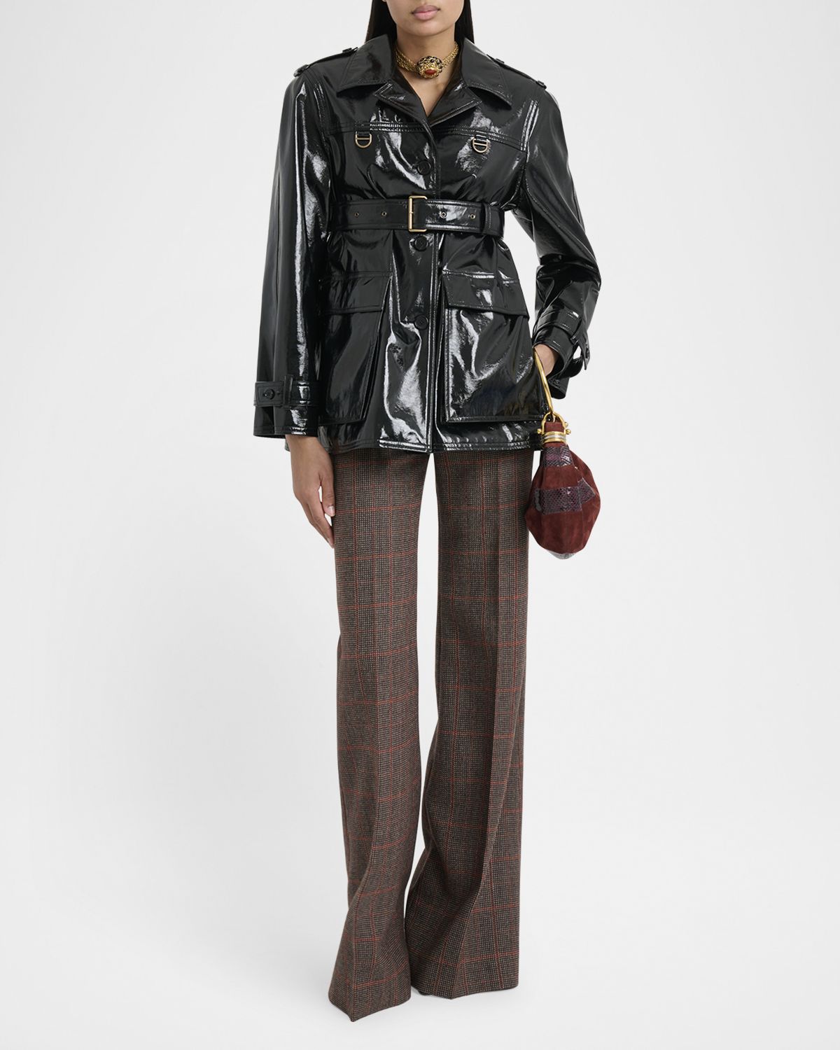 Chloe Plaid Wide-Leg Pants