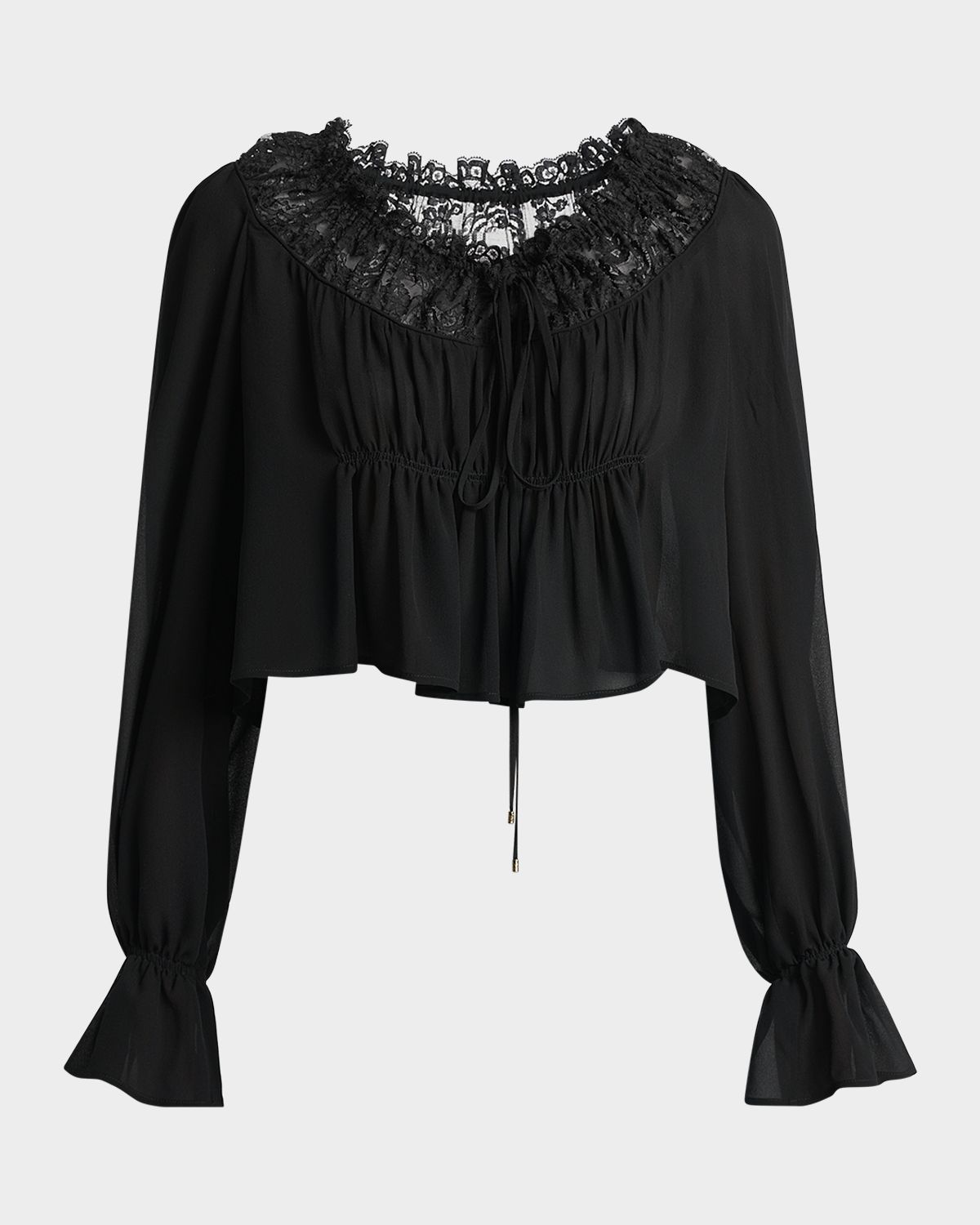 Chloe Ruched Lace Silk Peasant Blouse | Thumbnail 6 Chloe Ruched Lace Silk Peasant Blouse | Thumbnail 6