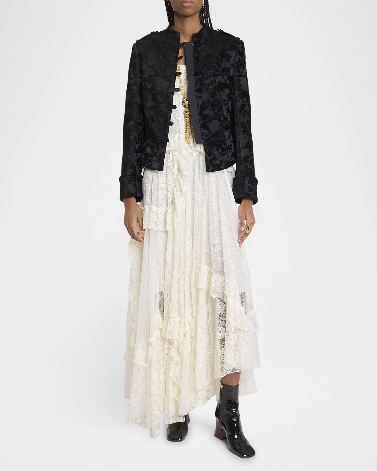 Chloe Jacquard Velvet Single-Breasted Jacket