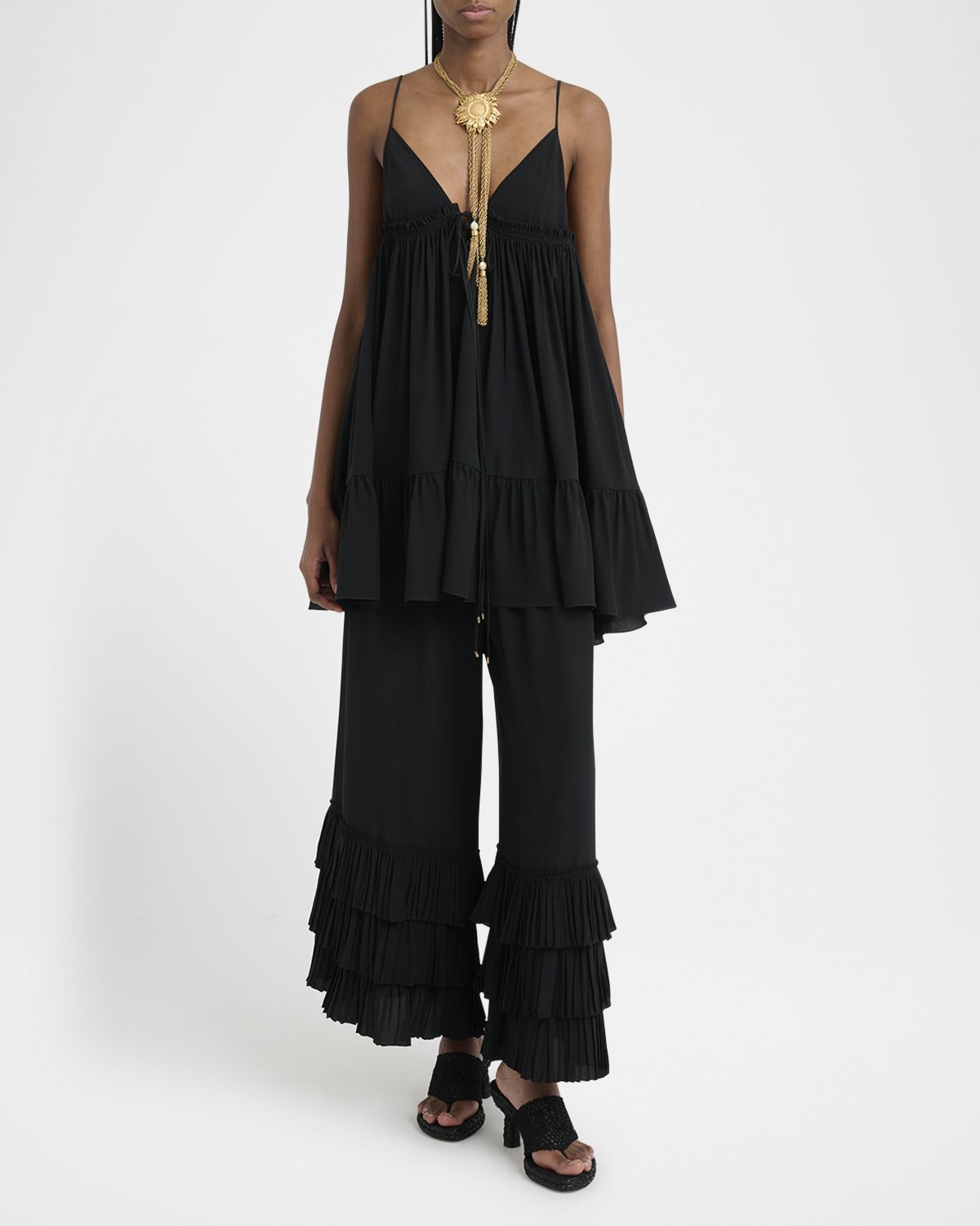 Chloe V-Neck Ruffle Mini Babydoll Dress