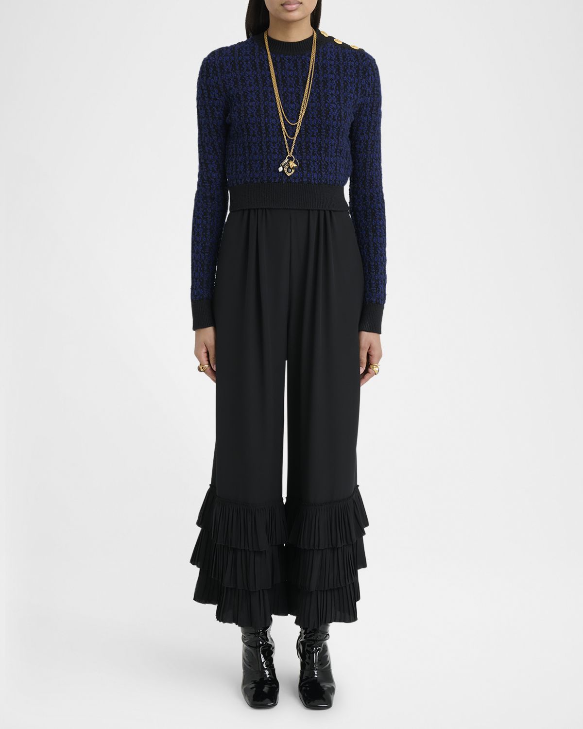 Chloe Tiered Ruffle Hem Wide-Leg Pants