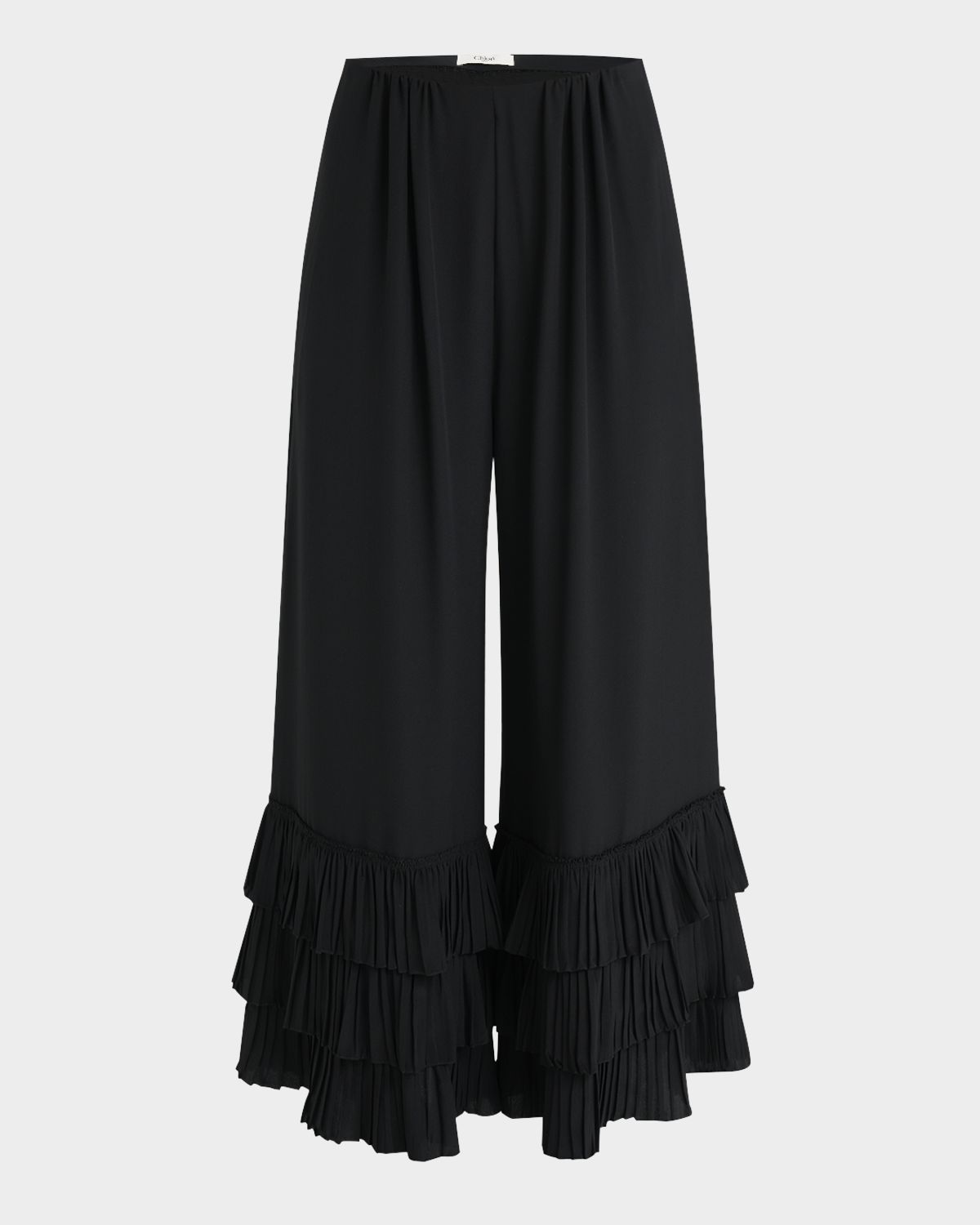 Chloe Tiered Ruffle Hem Wide-Leg Pants