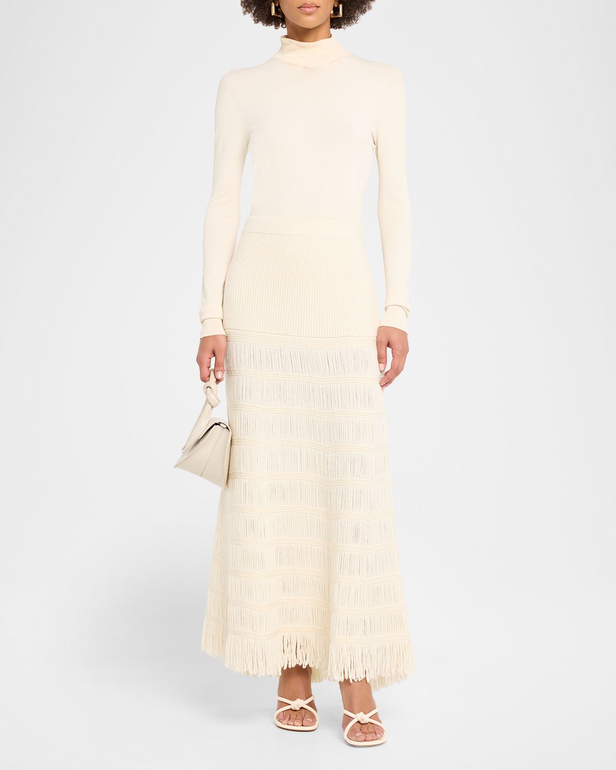 Diotima Alba Fringed Knit Maxi Skirt