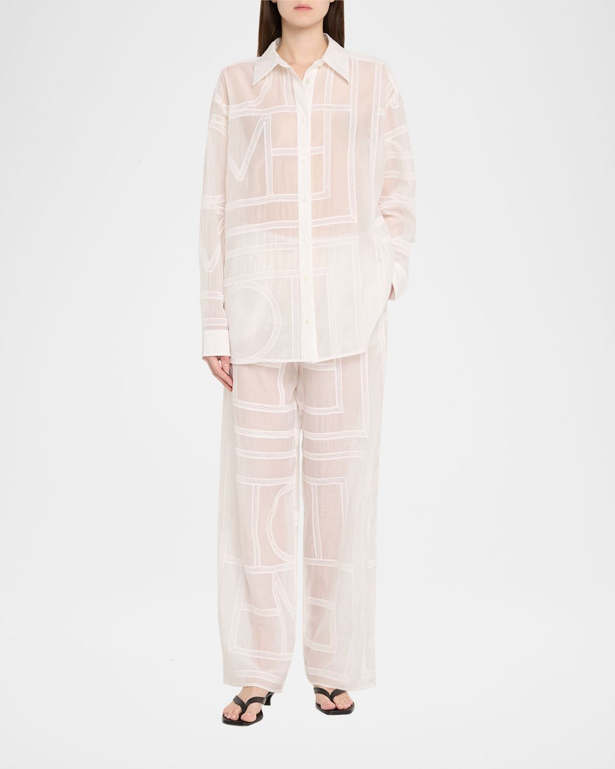 Toteme Monogram Crochet Embroidered Classic Shirt