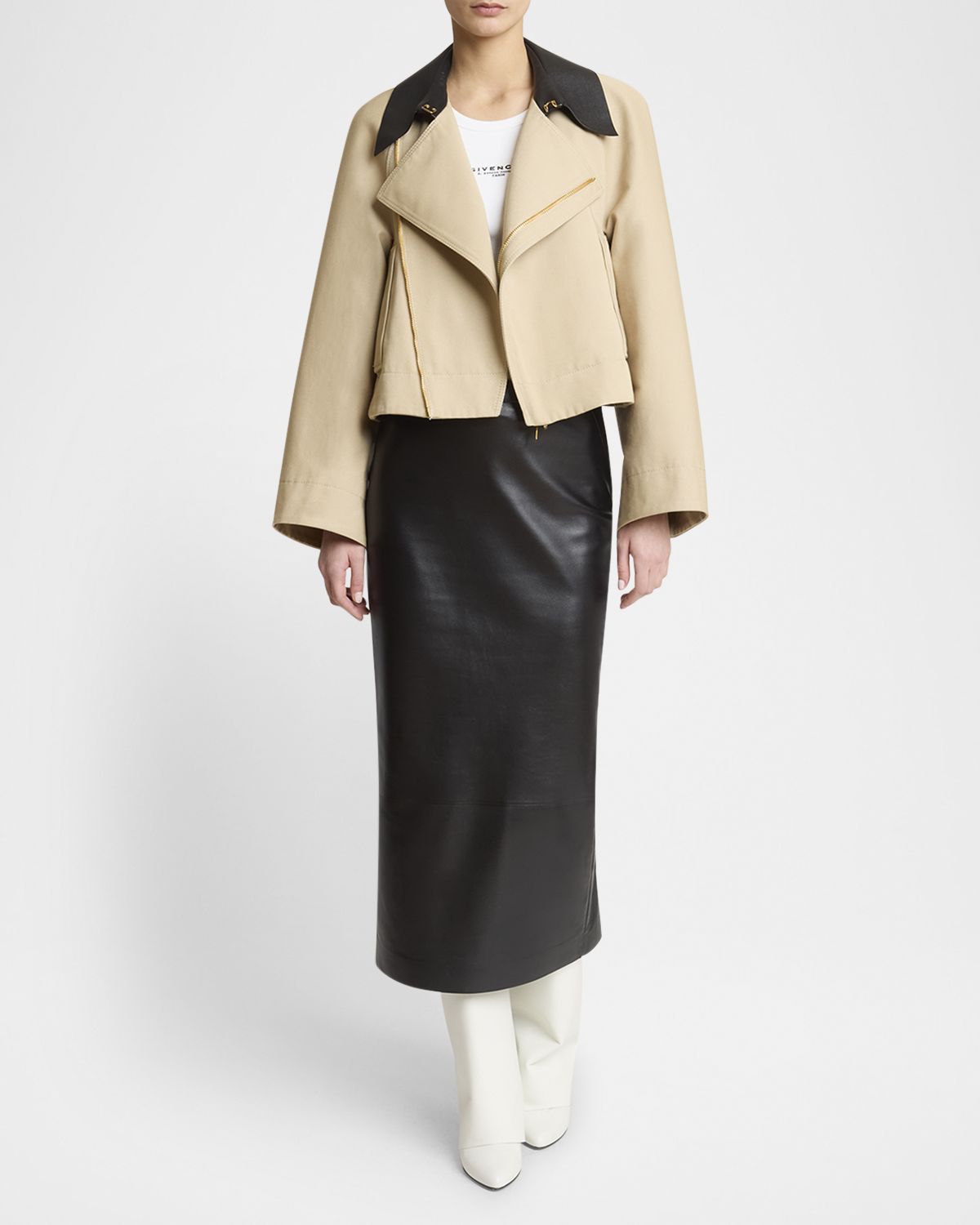 Givenchy Leather Collar Zip Cocoon Jacket
