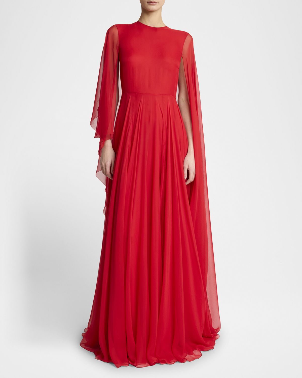 Givenchy Chiffon Draped Cape Gown