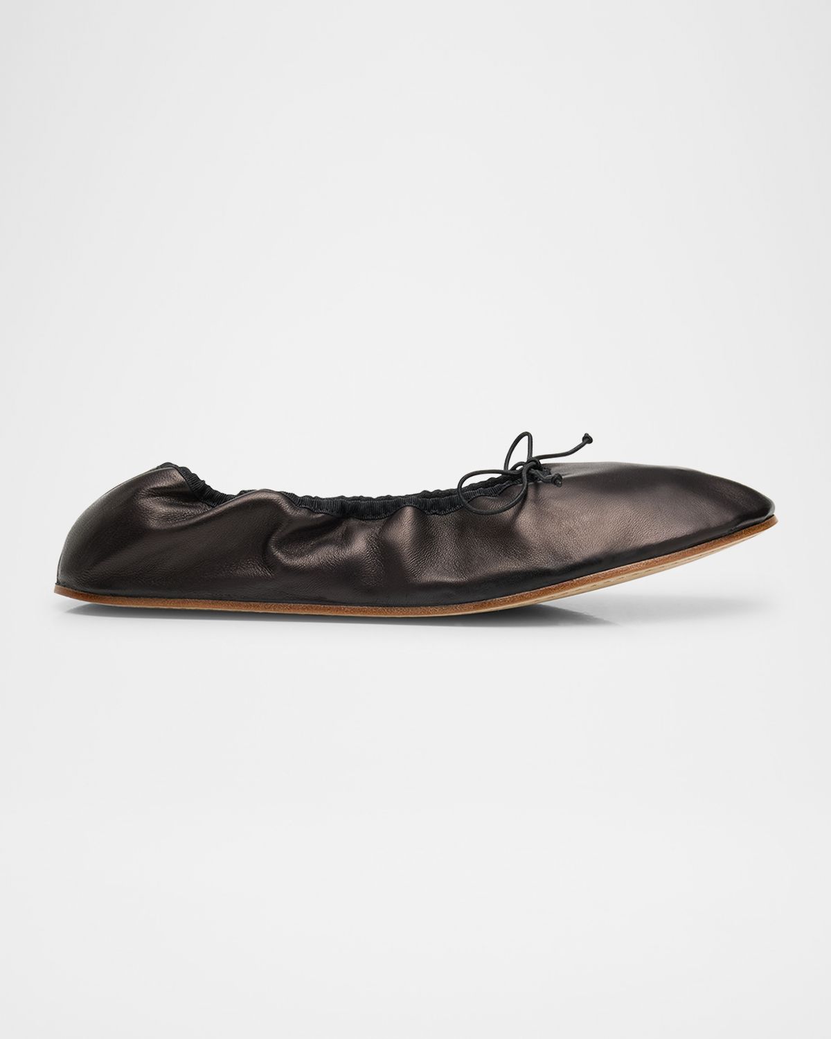 THE ROW Leather Bow Ballerina Flats