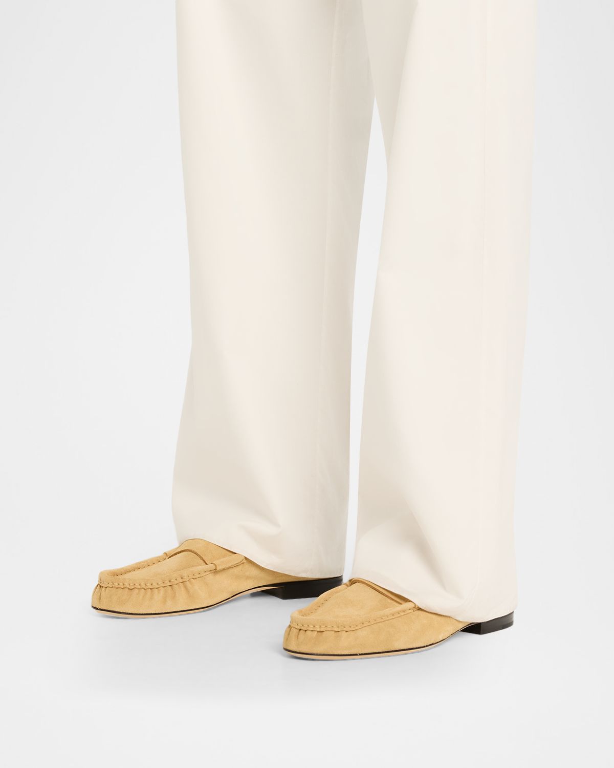 THE ROW Calf Suede Slip-On Loafers