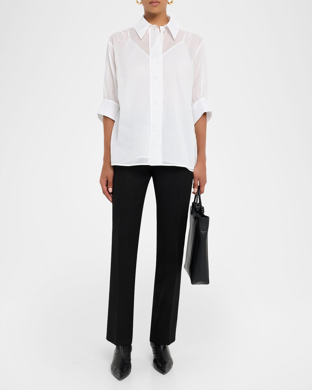 Jil Sander Volume Short-Sleeve Cotton Boxy Shirt