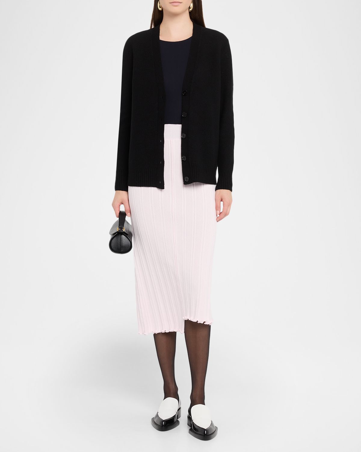 Jil Sander Asymmetric Fine Ribbed Cotton Skirt