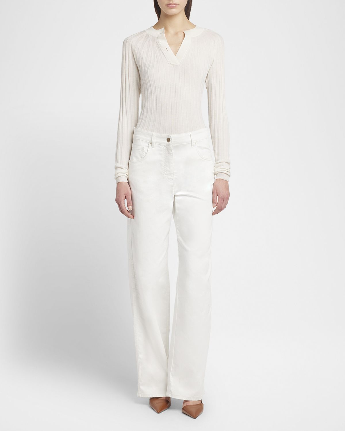Giorgio Armani Ribbed Cashmere Silk Top