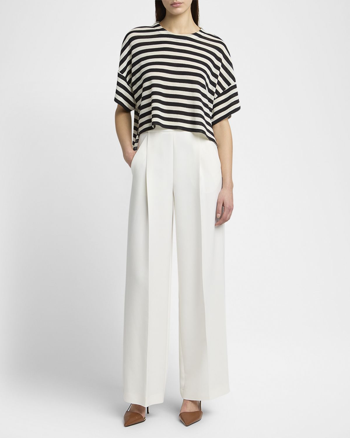 Giorgio Armani Wide Leg Silk Cady Trousers
