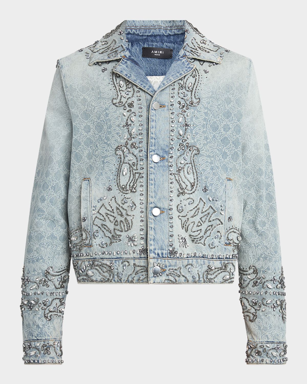 Amiri Men 's Crystal Bandana Denim Jacket