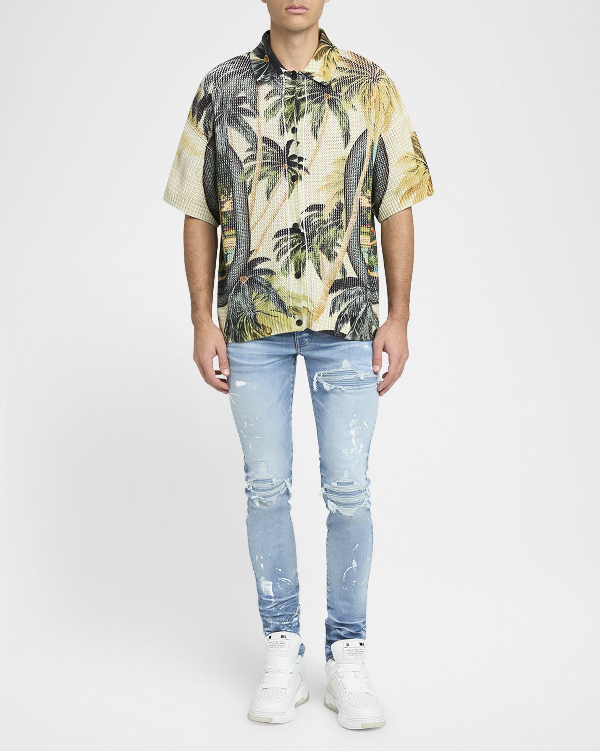 Amiri Men 's Short-Sleeve Knit Paradise Shirt