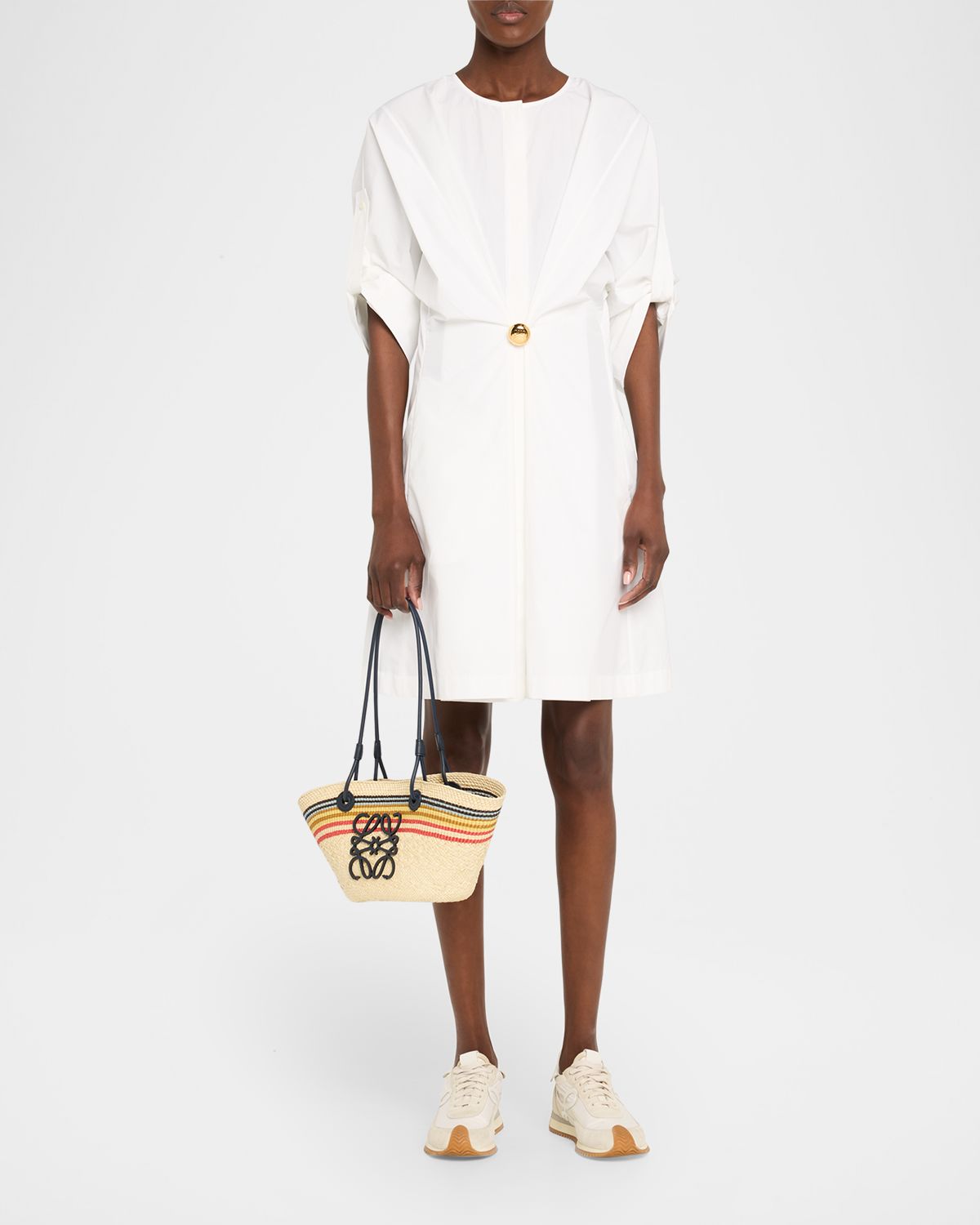 Loewe x Paula 's Ibiza Small Anagram Striped Basket Tote Bag in Raffia