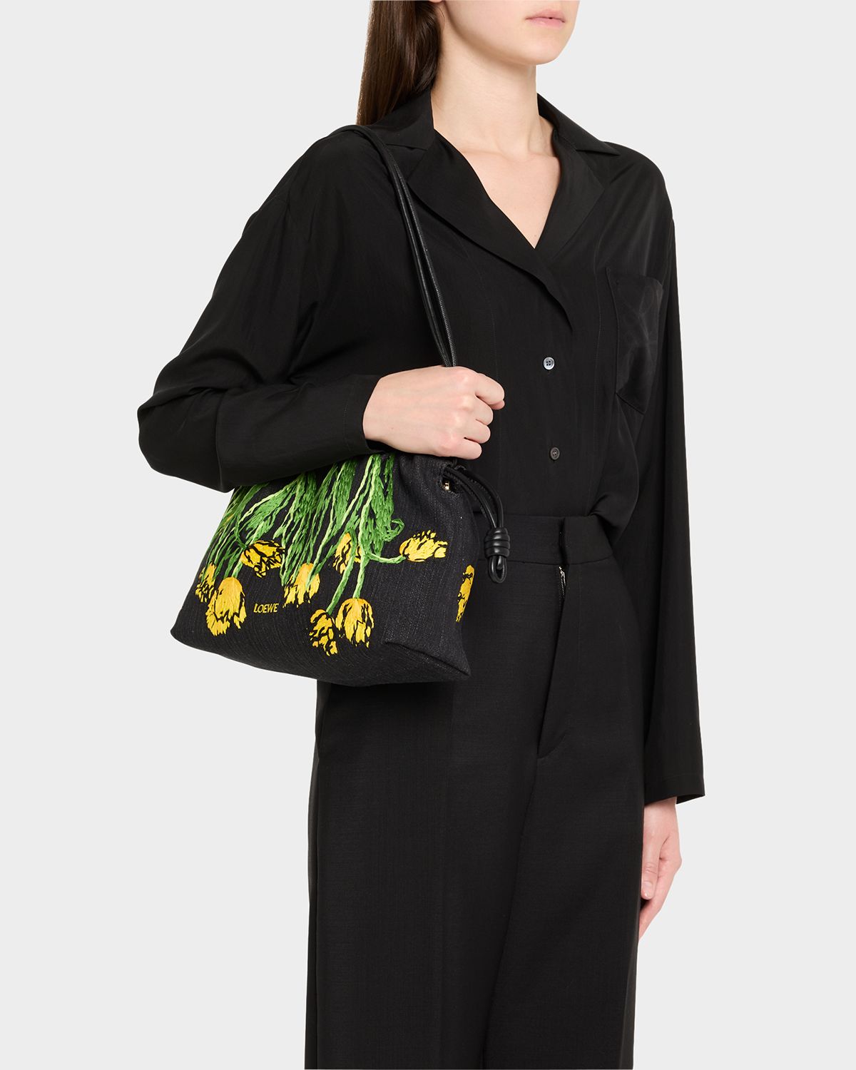 Loewe x Paula 's Ibiza Flamenco Medium Shoulder Bag in Tulips Denim