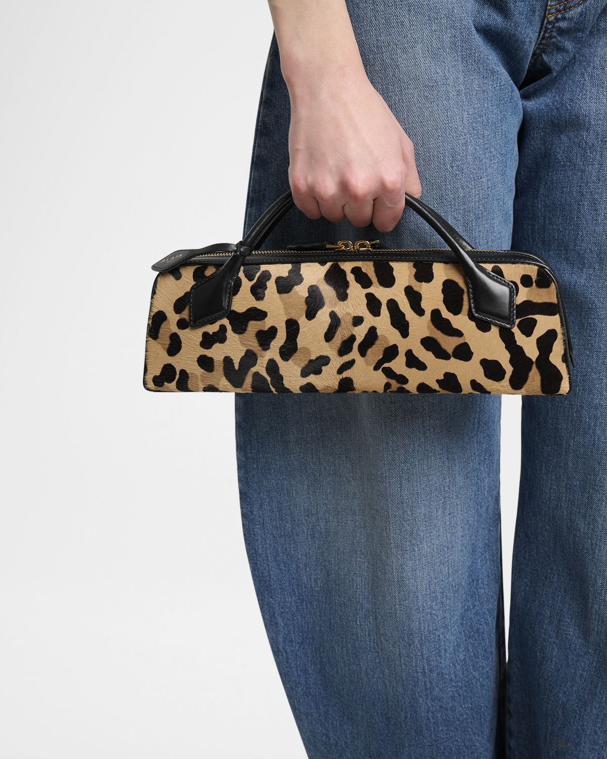 ALAIA Le Teckel Clutch Bag in Leopard Calf Hair