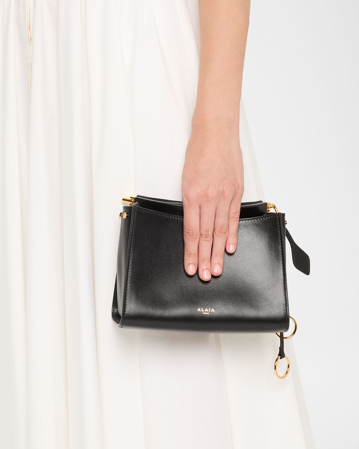 ALAIA Le Click Small Square Shoulder Bag in Glossy Leather