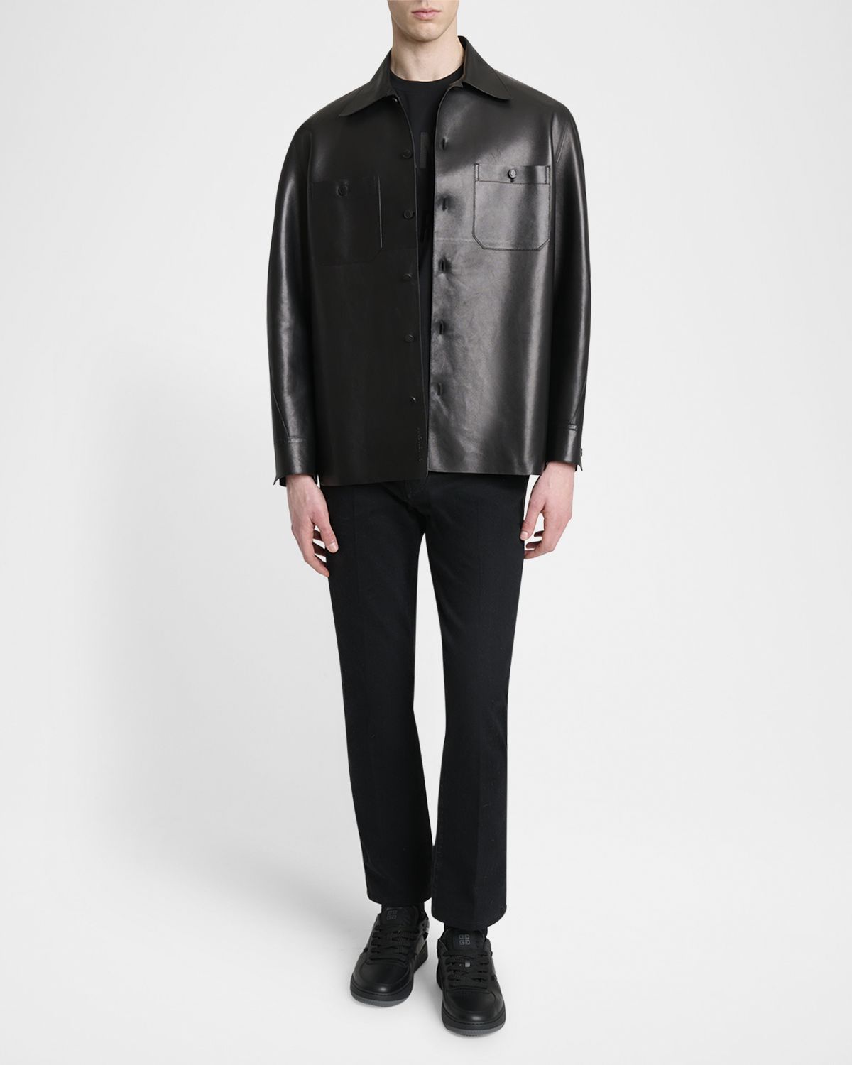 Givenchy Men 's Tonal Leather Overshirt
