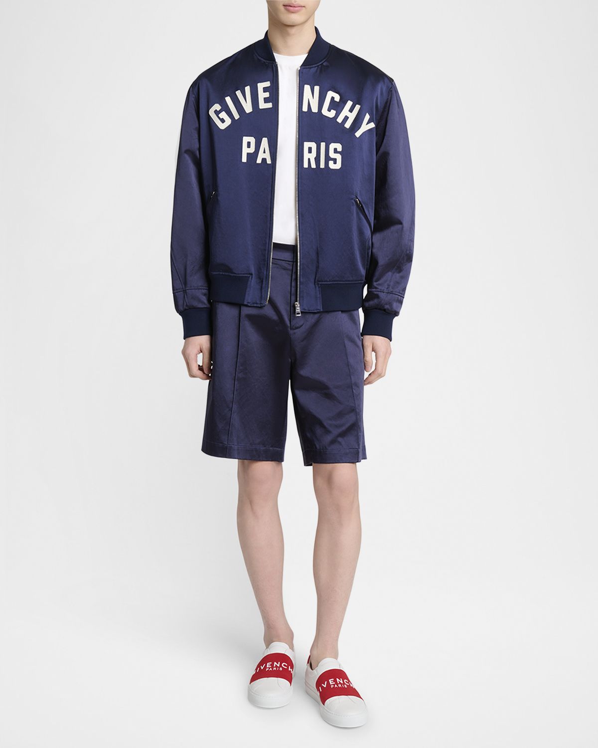 Givenchy Men 's Satin Logo Bomber Jacket