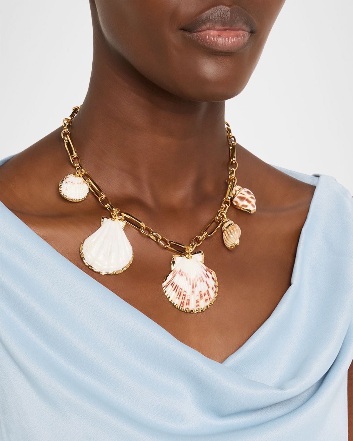 Kenneth Jay Lane Multi-Shell Charm Necklace