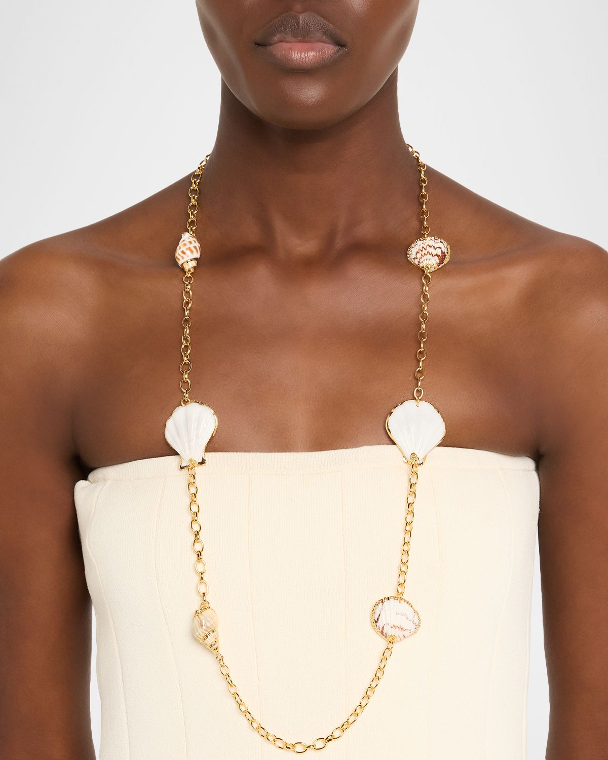 Kenneth Jay Lane Multi-Seashell Station Necklace