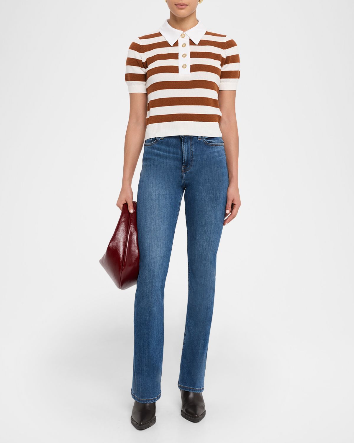 FRAME The Bold Stripe Polo Sweater