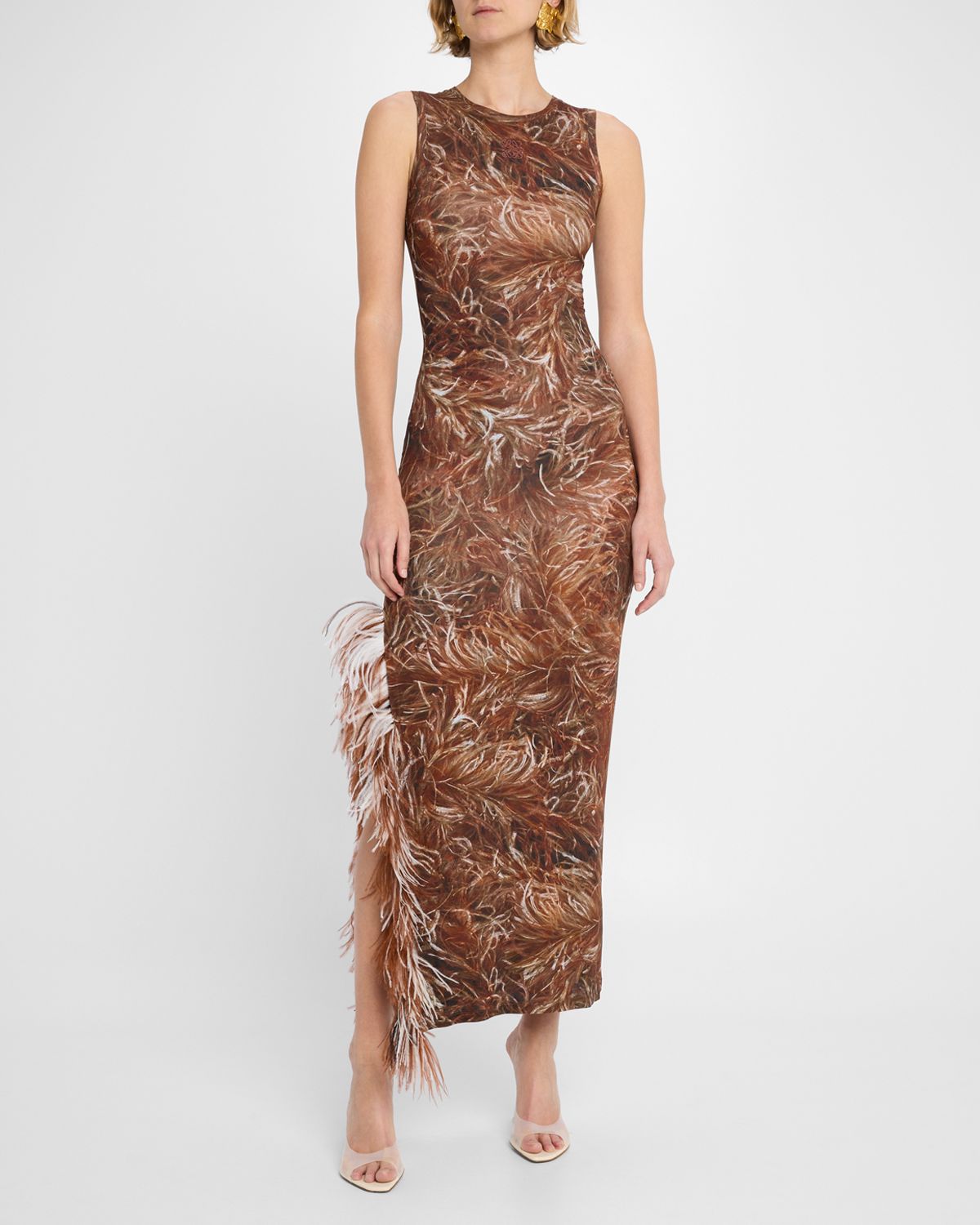 Loewe Feather Detail Tank Maxi Dress