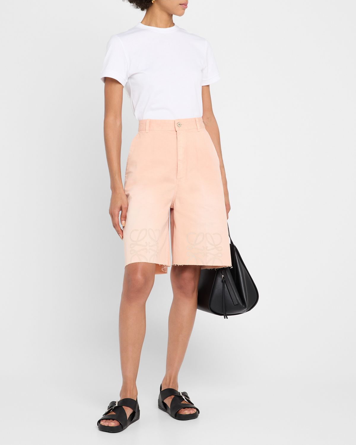 Loewe Anagram Knee Raw-Hem Bermuda Shorts