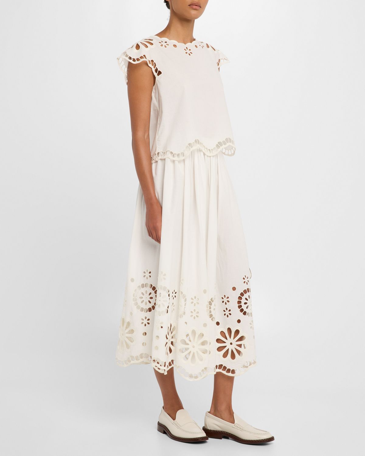 The Great Super Bloom Eyelet Midi Skirt