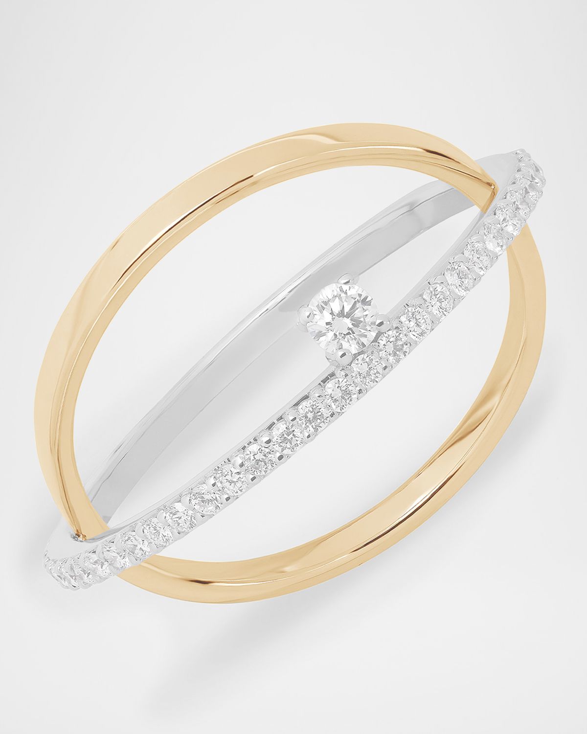 LANA Flawless 14K Two-Tone Crisscross Open Ring with Diamonds