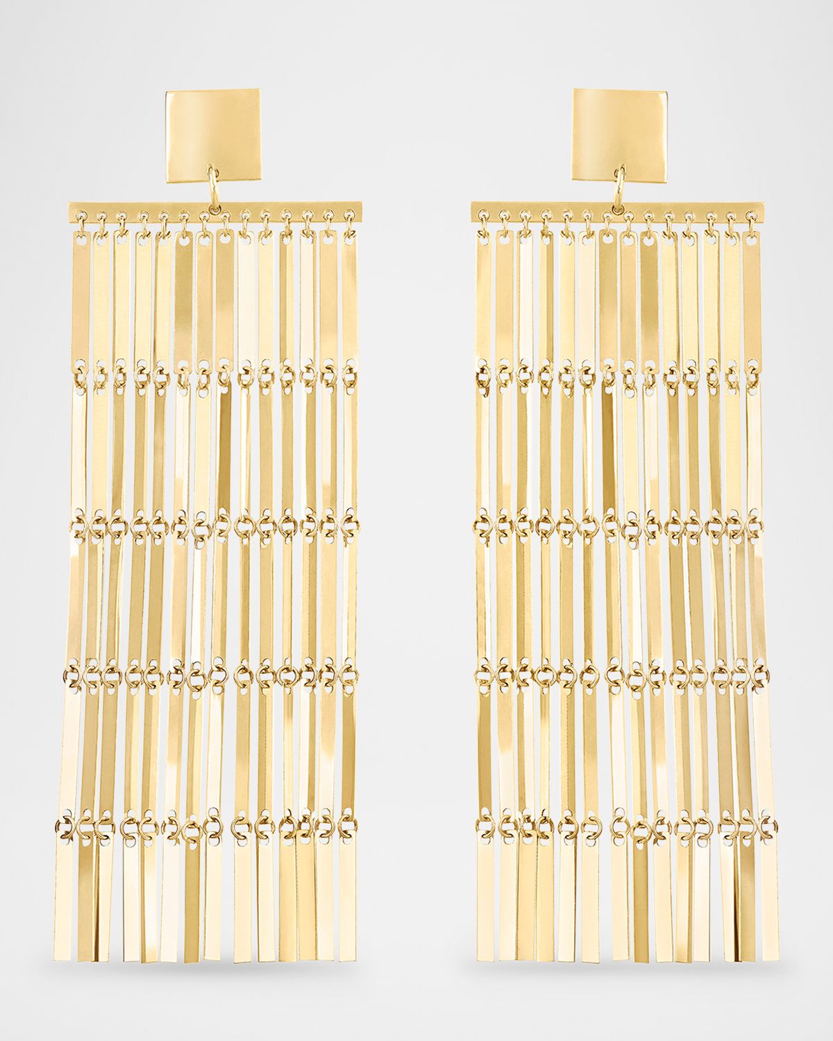 LANA Laser-Cut Rectangle Chandelier Earrings in 14K Gold