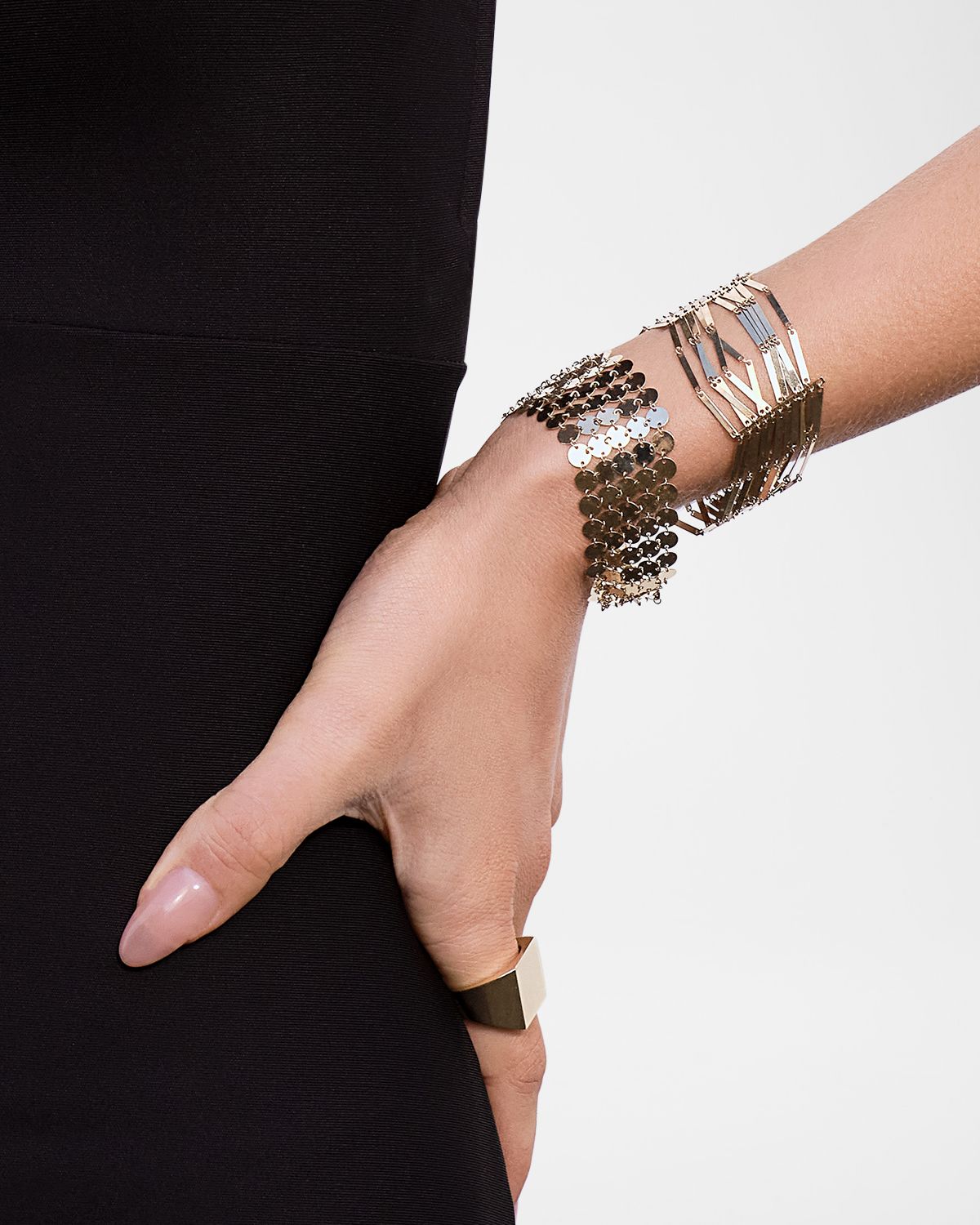LANA Laser-Cut Rectangle Chainmail Bracelet in 14K Gold