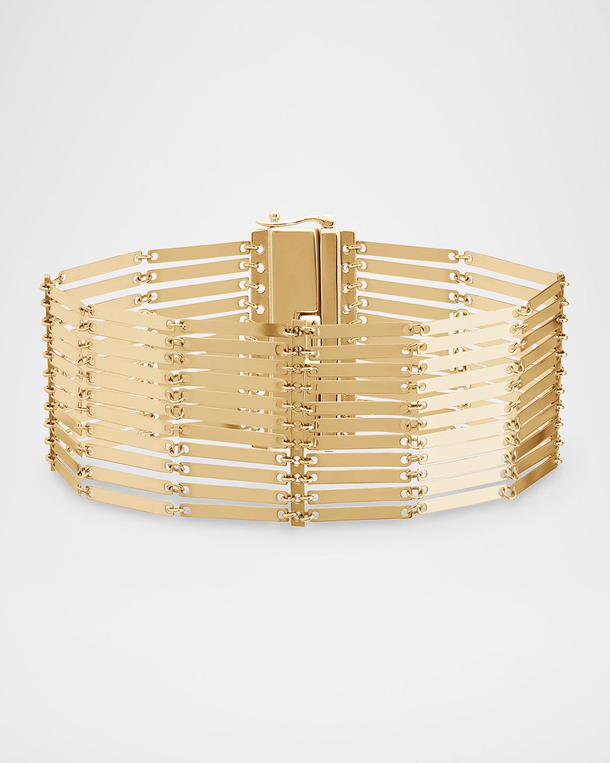 LANA Laser-Cut Rectangle Chainmail Bracelet in 14K Gold
