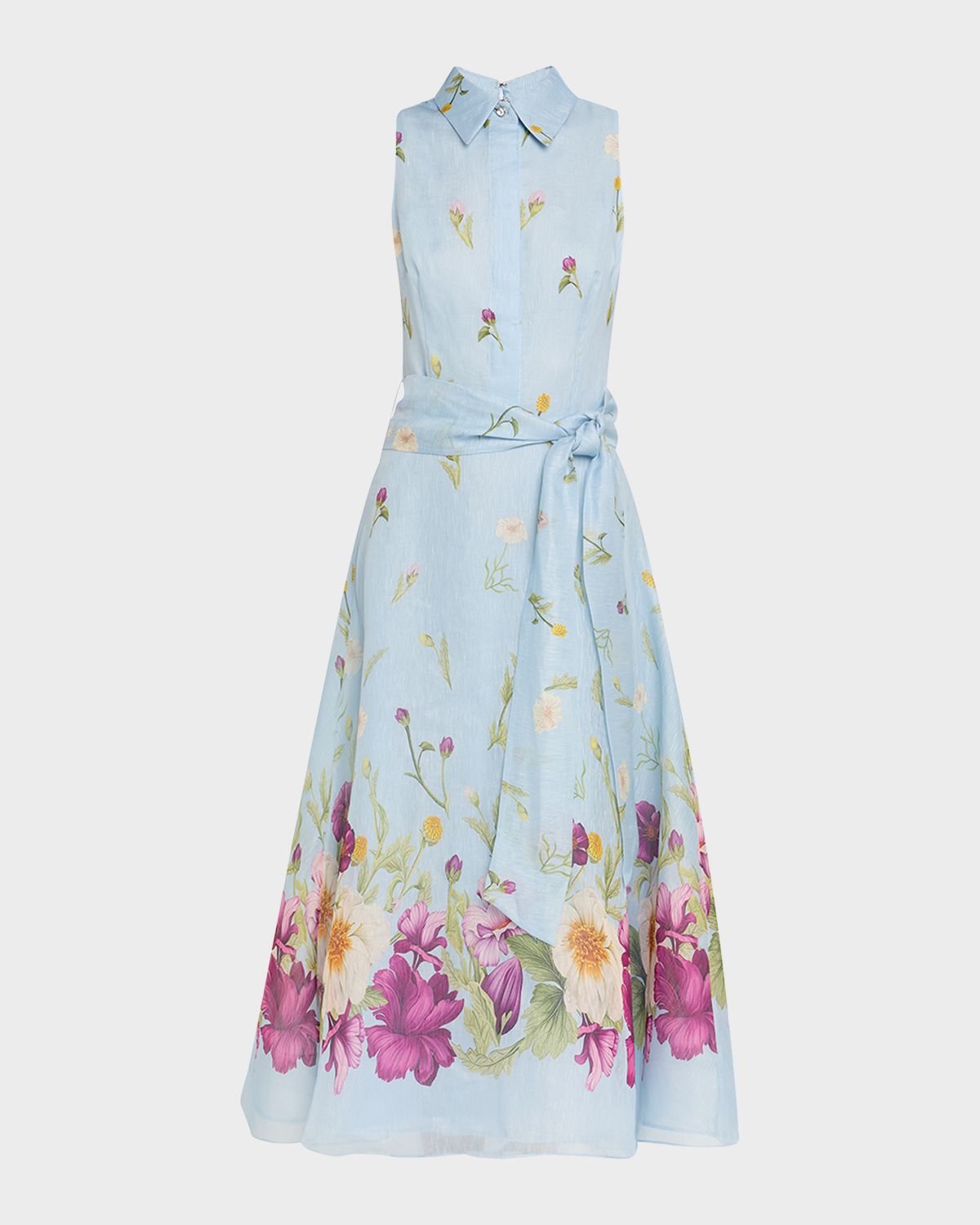 Rickie Freeman for Teri Jon Sleeveless Floral-Print Midi Shirtdress | Thumbnail 6