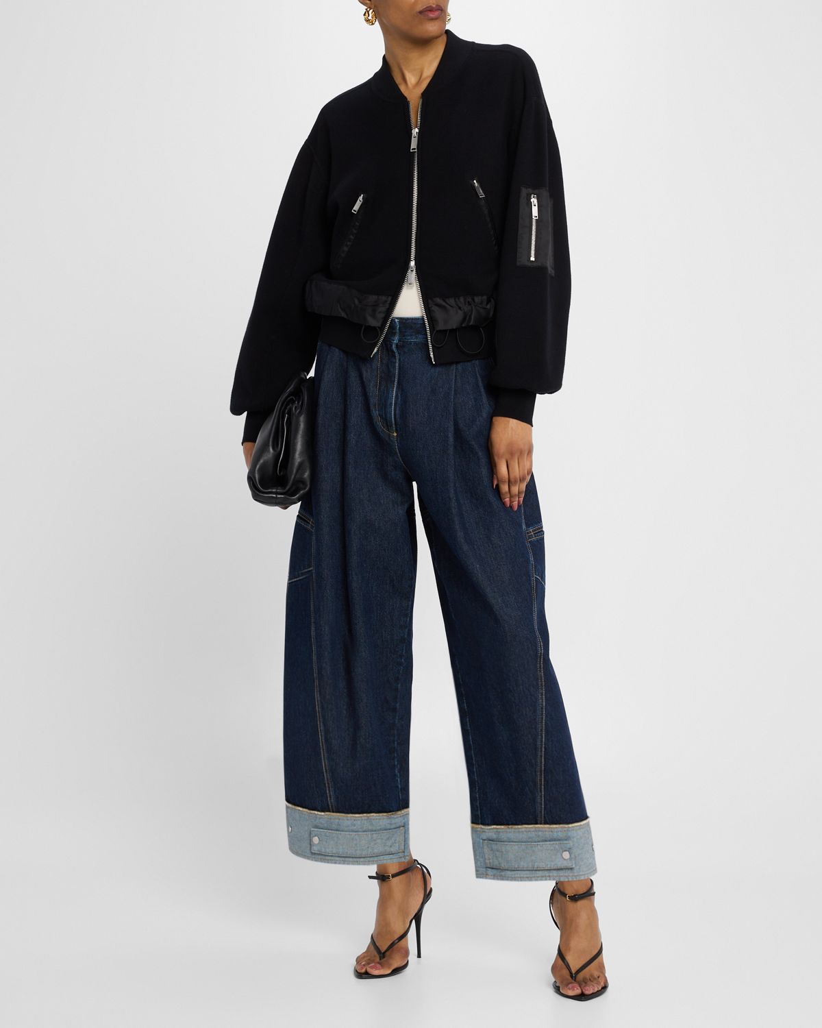 3.1 Phillip Lim Curved Wide-Leg Cropped Jeans