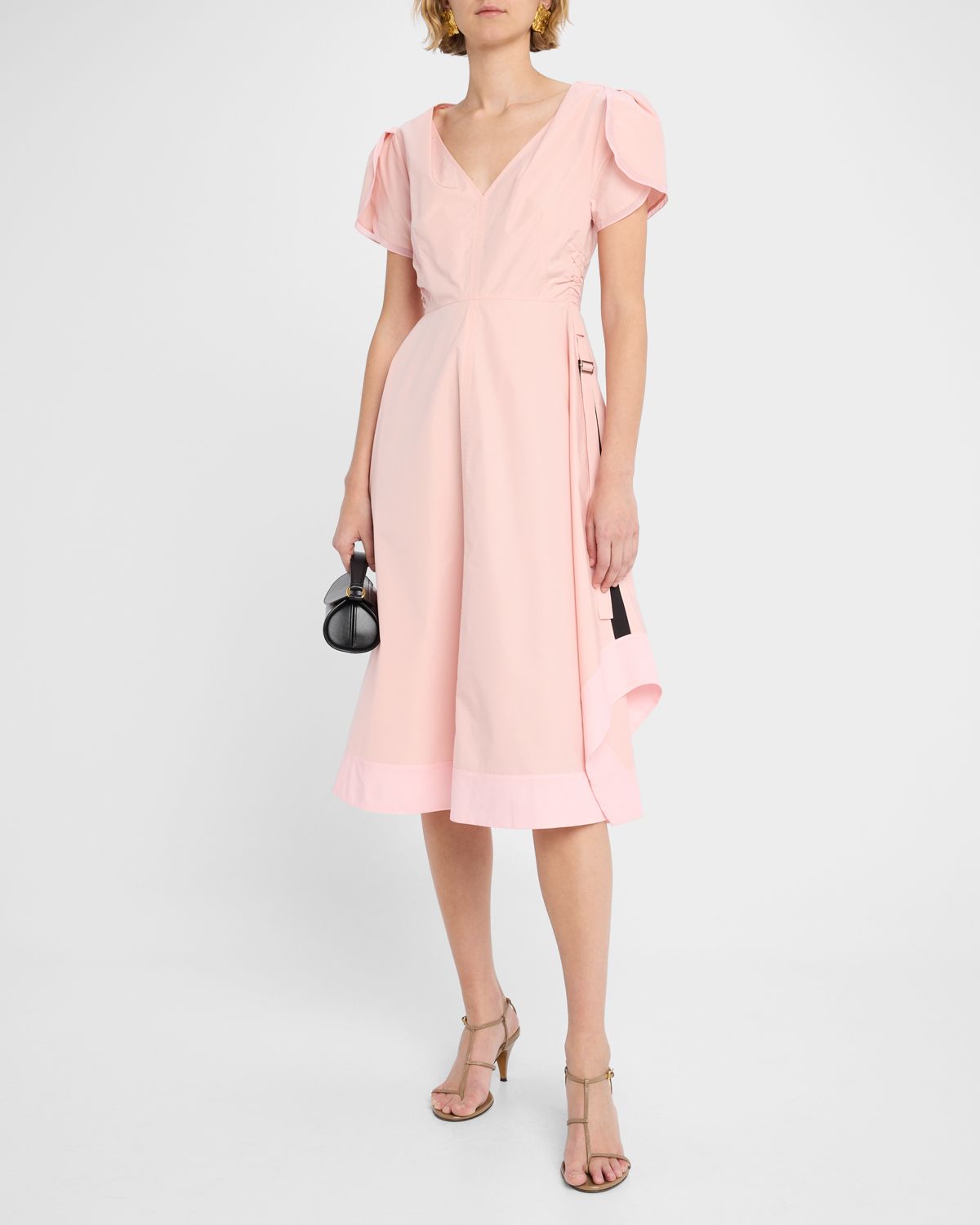 3.1 Phillip Lim V-Neck Tulip-Sleeve Midi Dress