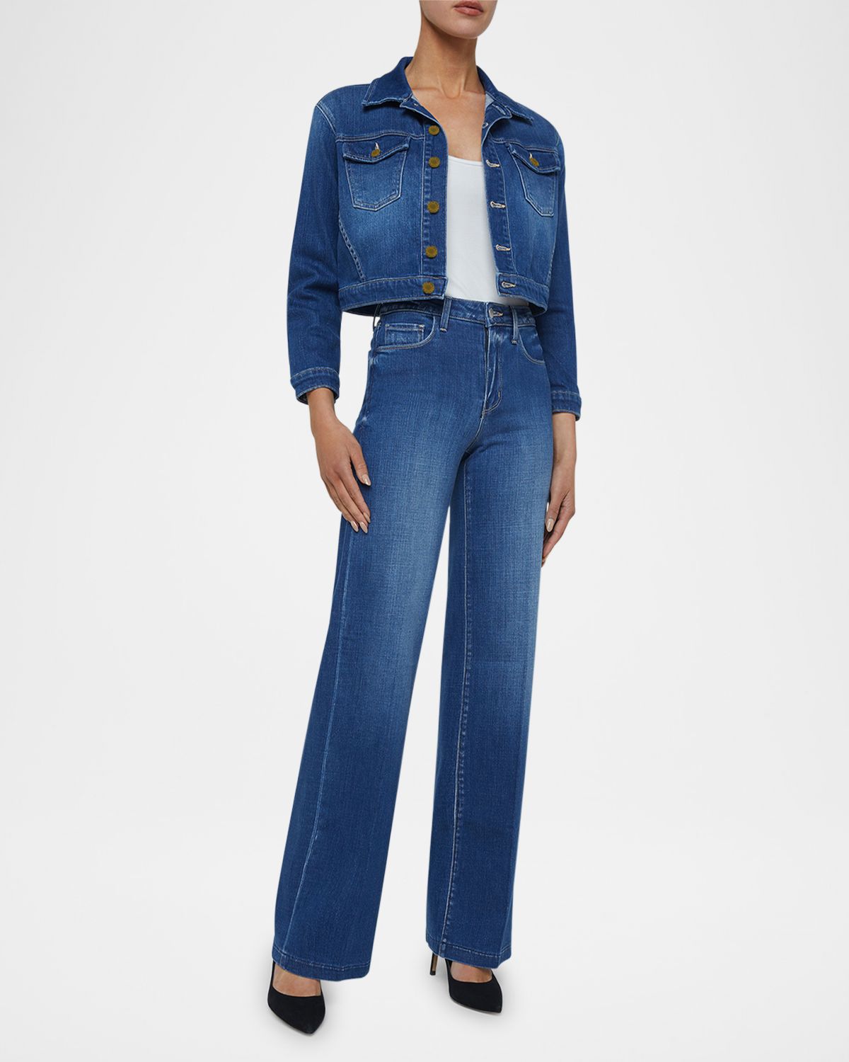 L 'Agence Koda Cropped Denim Jacket