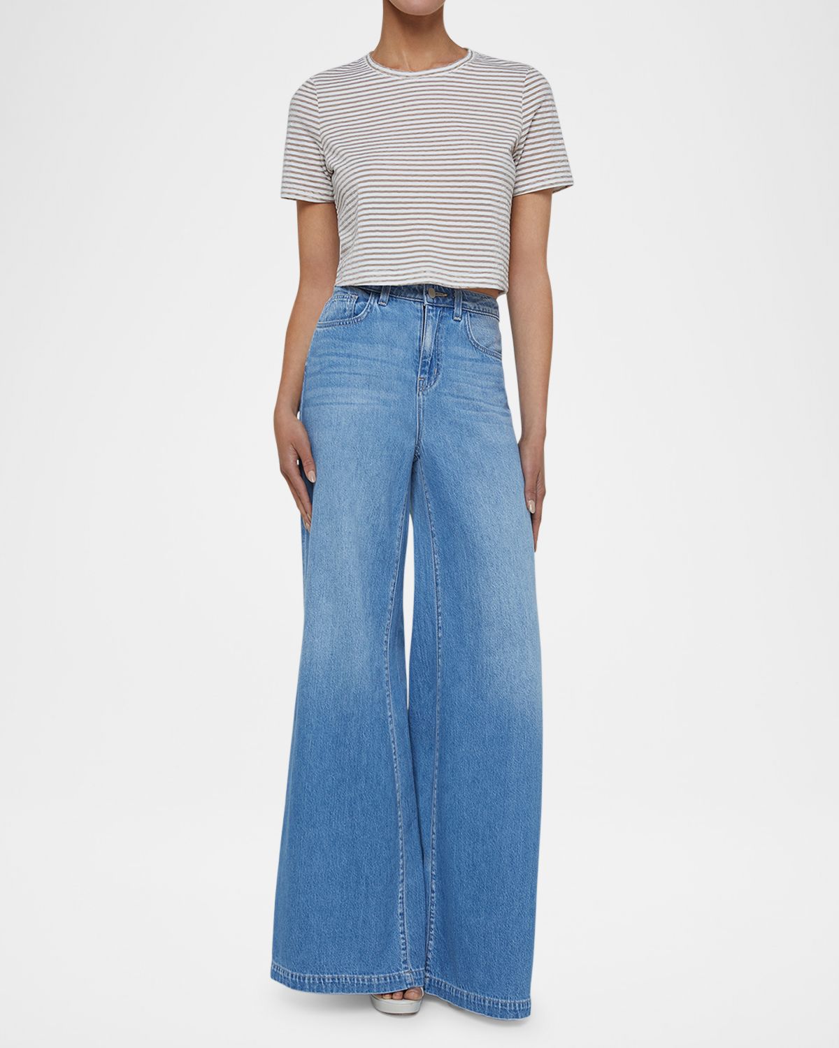 L 'Agence Donna Stripe Cropped Tee