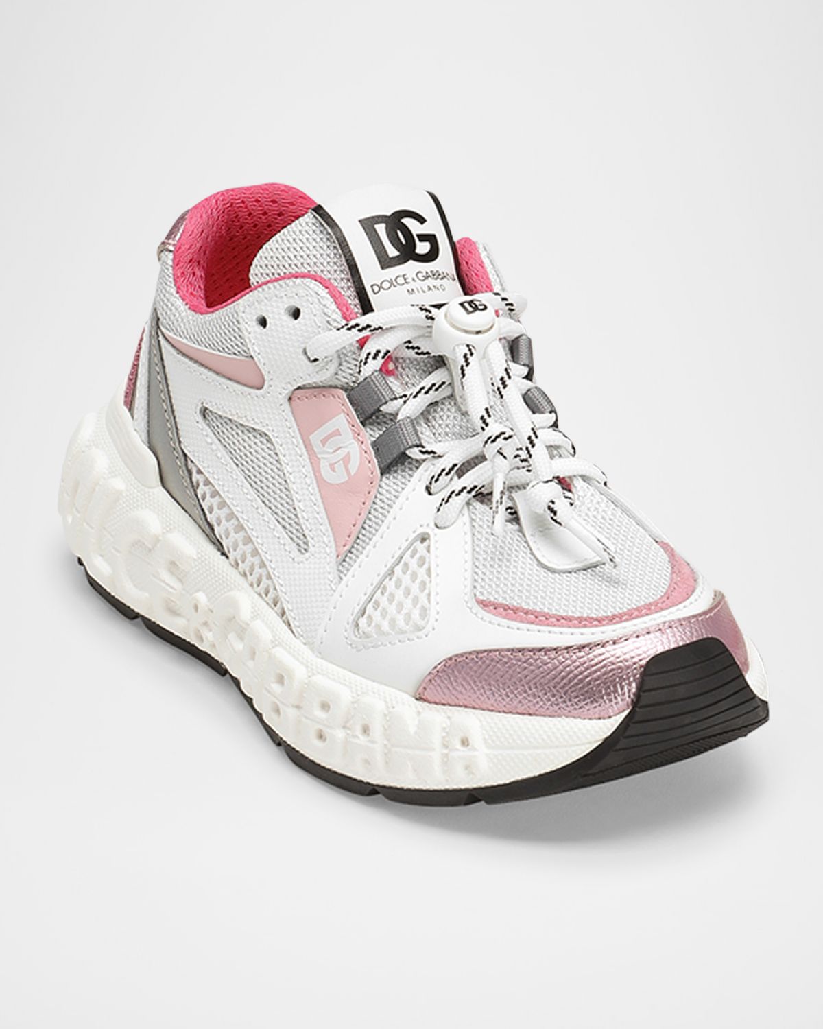 Dolce & Gabbana Kid 's Reflective Mixed Media Sneakers