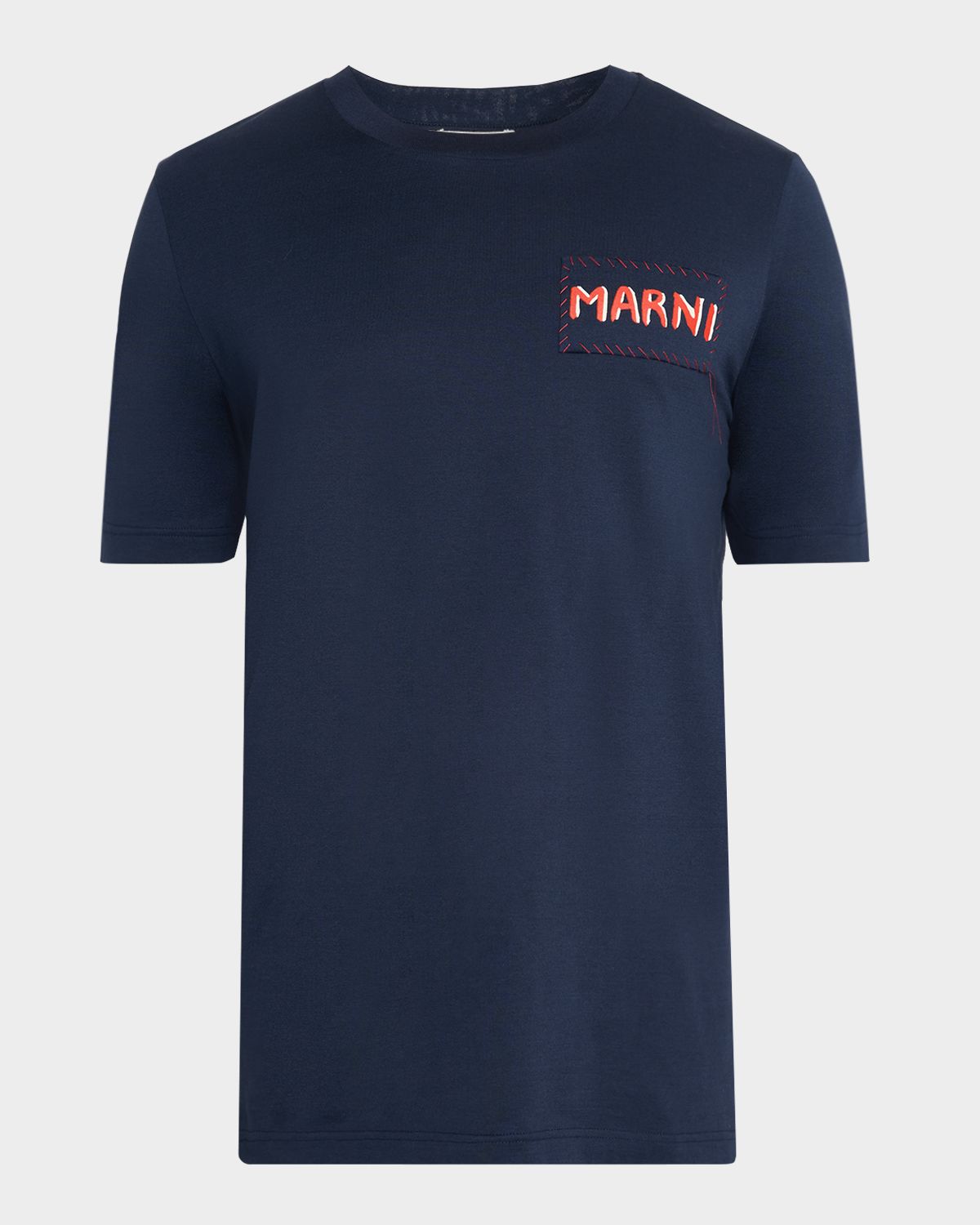 Marni Men 's  Mending Logo Patch Crewneck T-Shirt