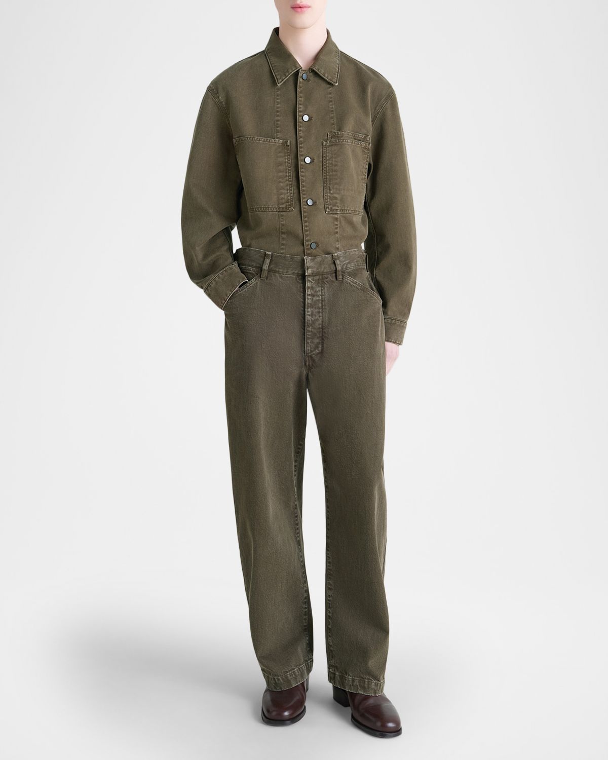 LEMAIRE Men 's Waistband-Cinch Maxi Workwear Pants